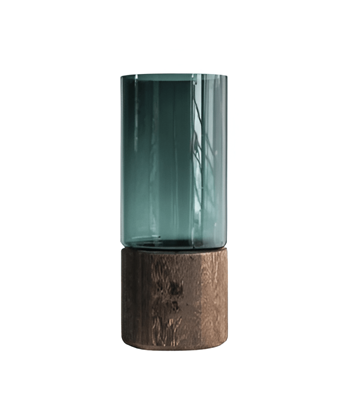 Serenity Wood Base Glass Vases