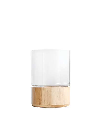 Serenity Wood Base Glass Vases