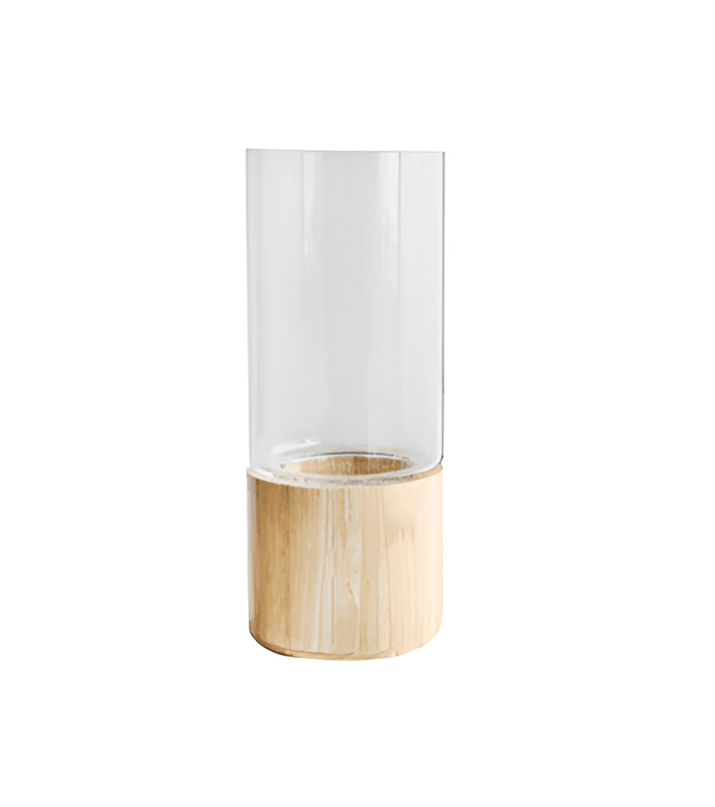 Serenity Wood Base Glass Vases