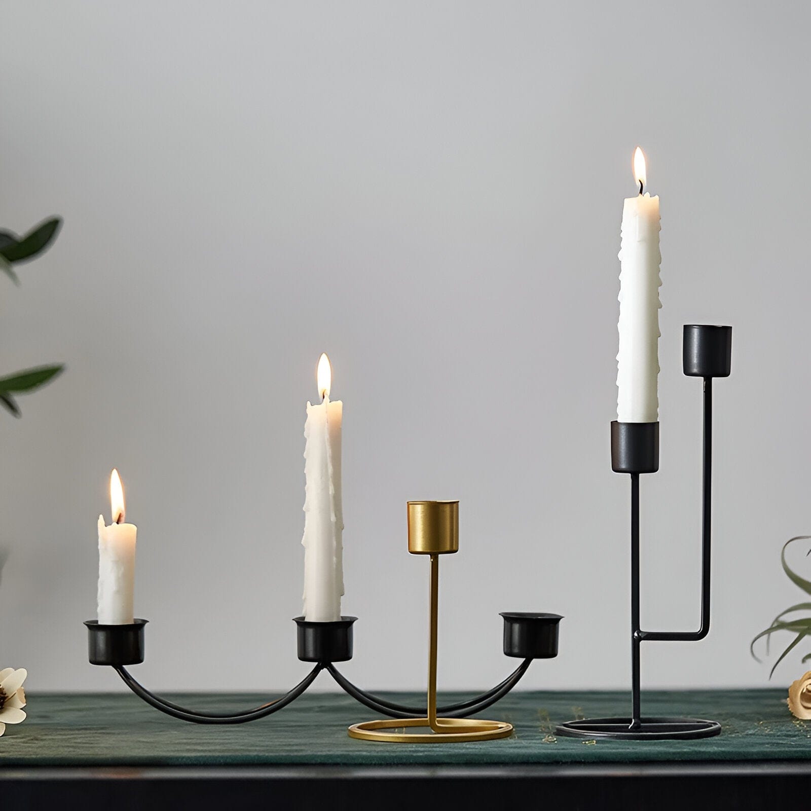 Mondrian Iron Taper Candle Stick And Candelabras.