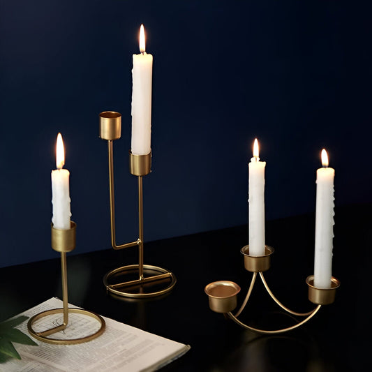 Mondrian Iron Taper Candle Stick And Candelabras.