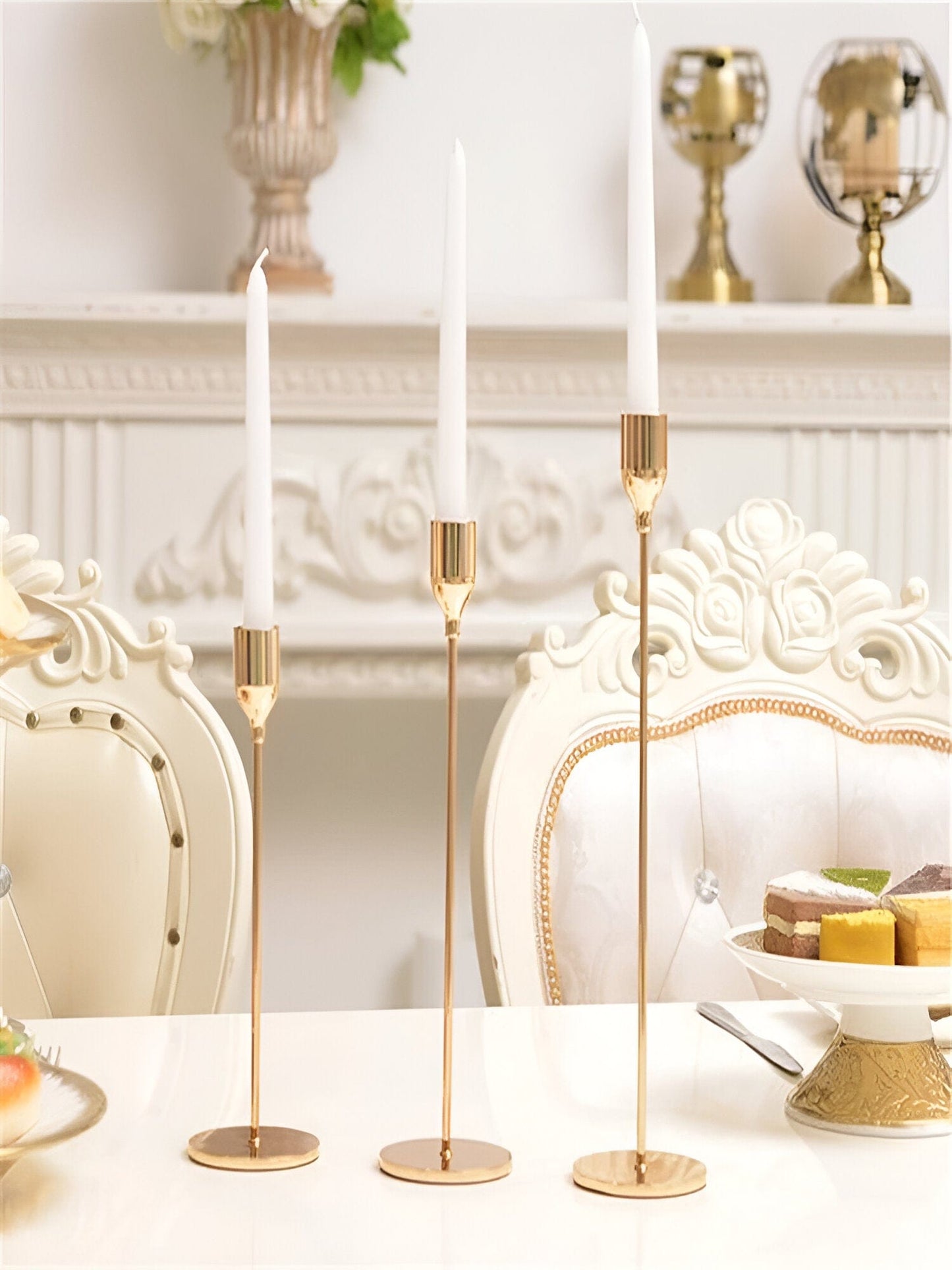 Gold Taper Candle Stick Holder Set