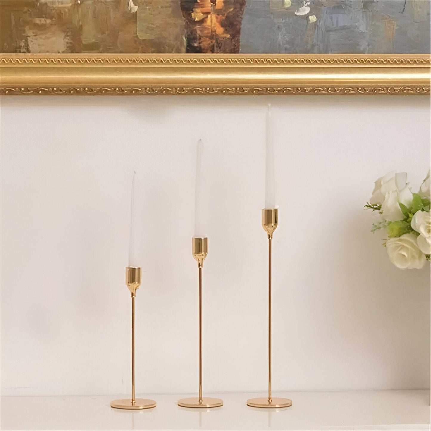 Gold Taper Candle Stick Holder Set