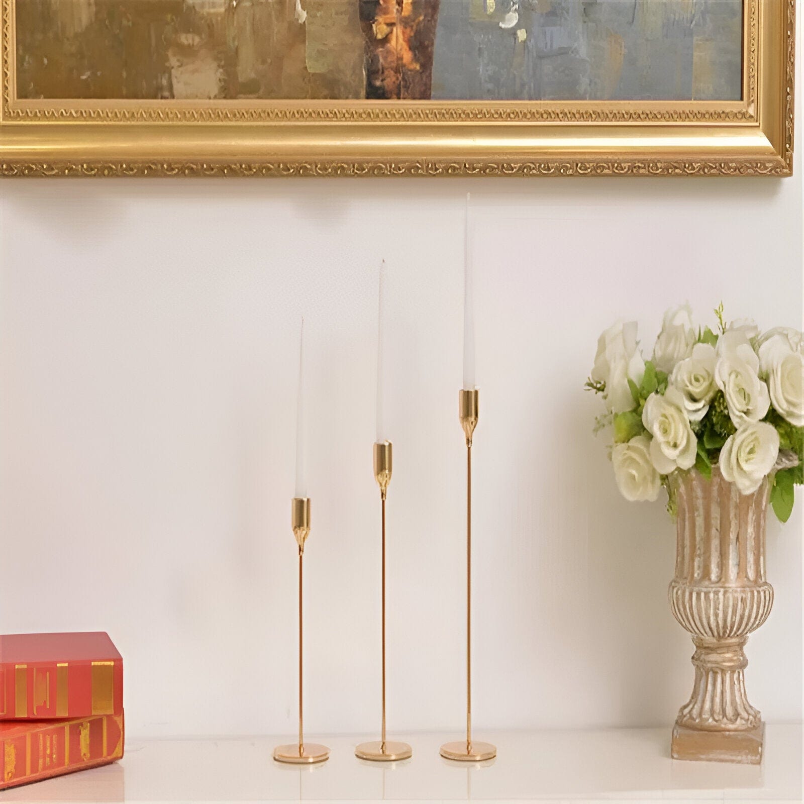 Gold Taper Candle Stick Holder Set