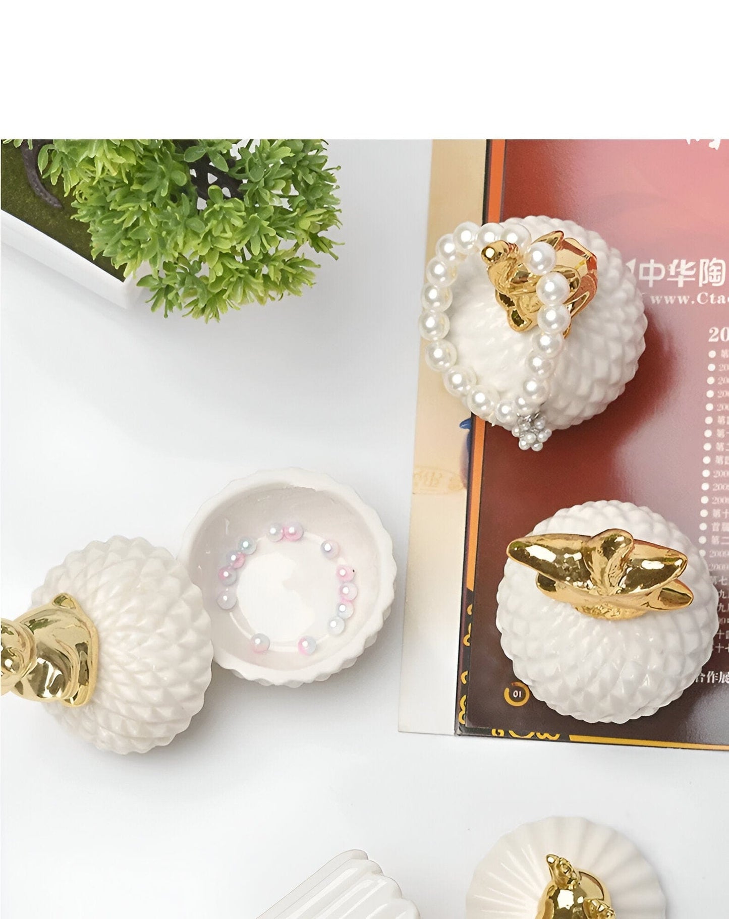 White and Gold Porcelain Jewelry Box