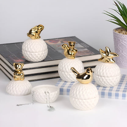 White and Gold Porcelain Jewelry Box