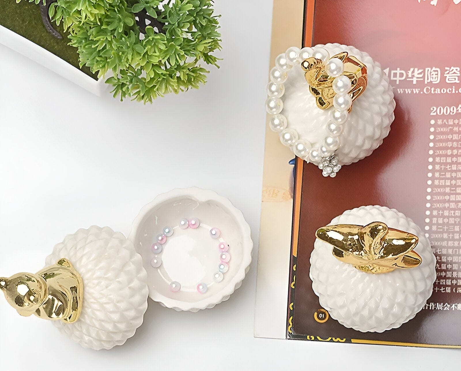 White and Gold Porcelain Jewelry Box