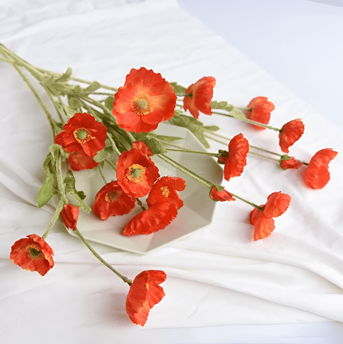  Faux Poppy Flowers