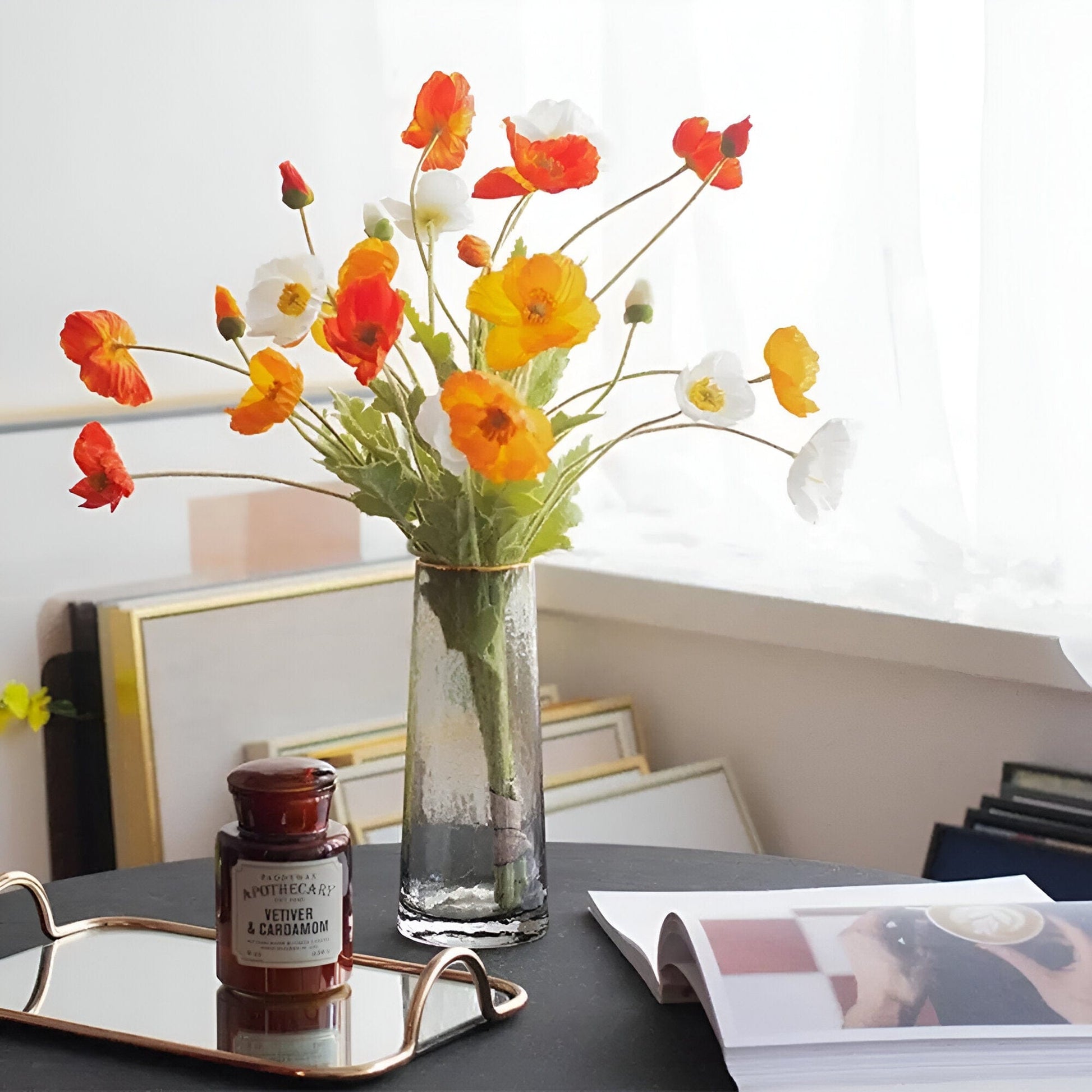  Faux Poppy Flowers