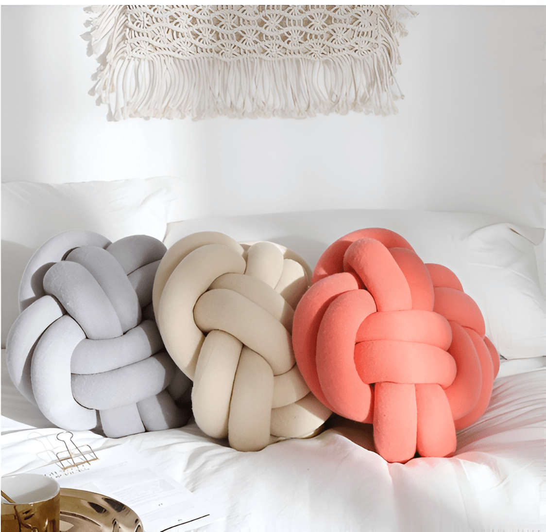 Six Knot Cotton Pillow