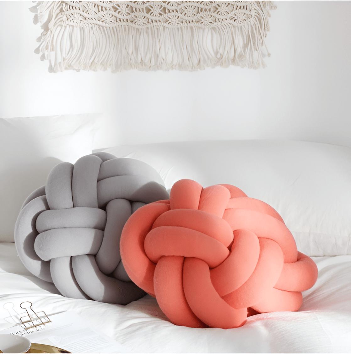 Six Knot Cotton Pillow