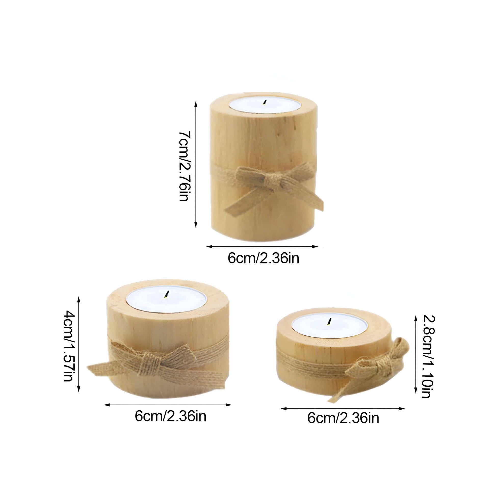 Pine Wood Round Candle Holders