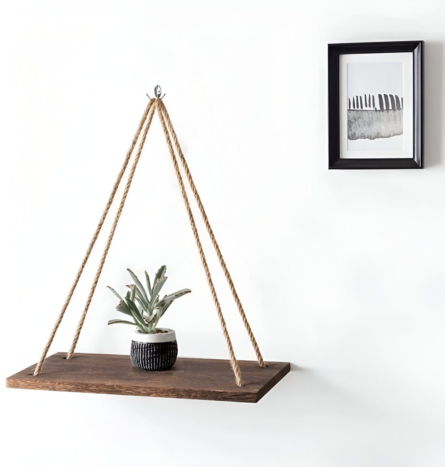 Wooden Rope Swing Wall-Mounted Shelf