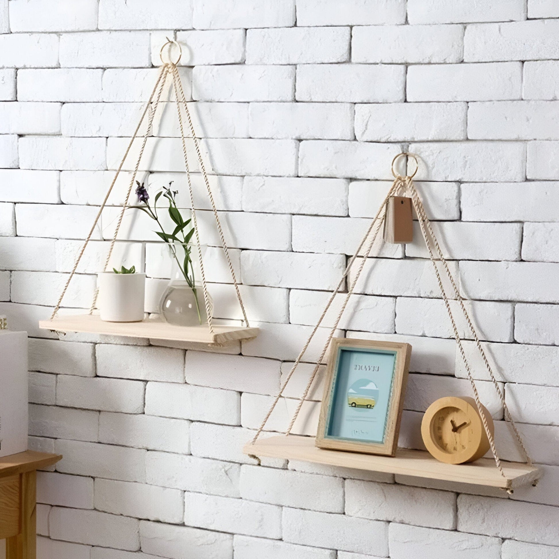 Wooden Rope Swing Wall-Mounted Shelf