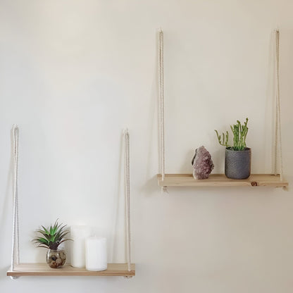 Wooden Rope Swing Wall-Mounted Shelf