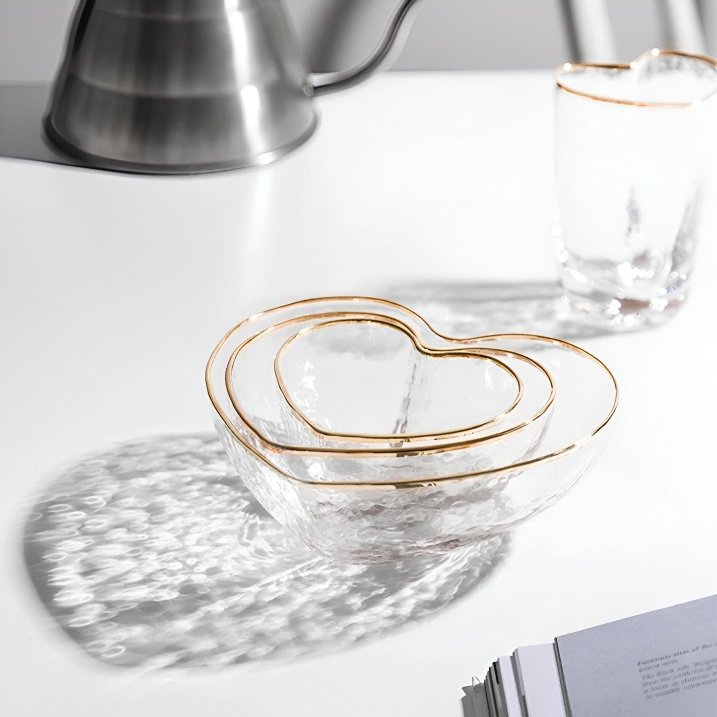 Glass Golden Heart Bowls