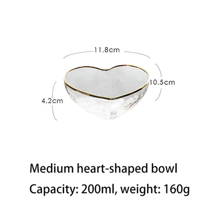 Glass Golden Heart Bowls