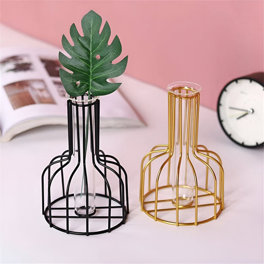 Test Tube Vase With Bottleneck Iron Stands