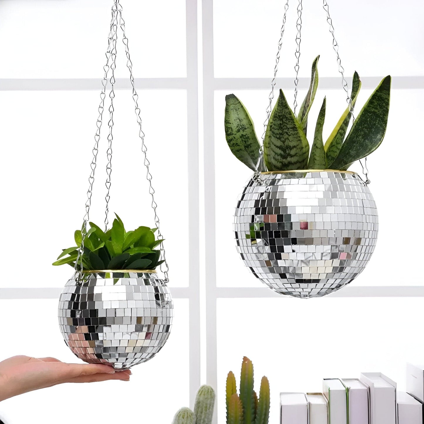 Rope Mirror Hanging Flower Pot