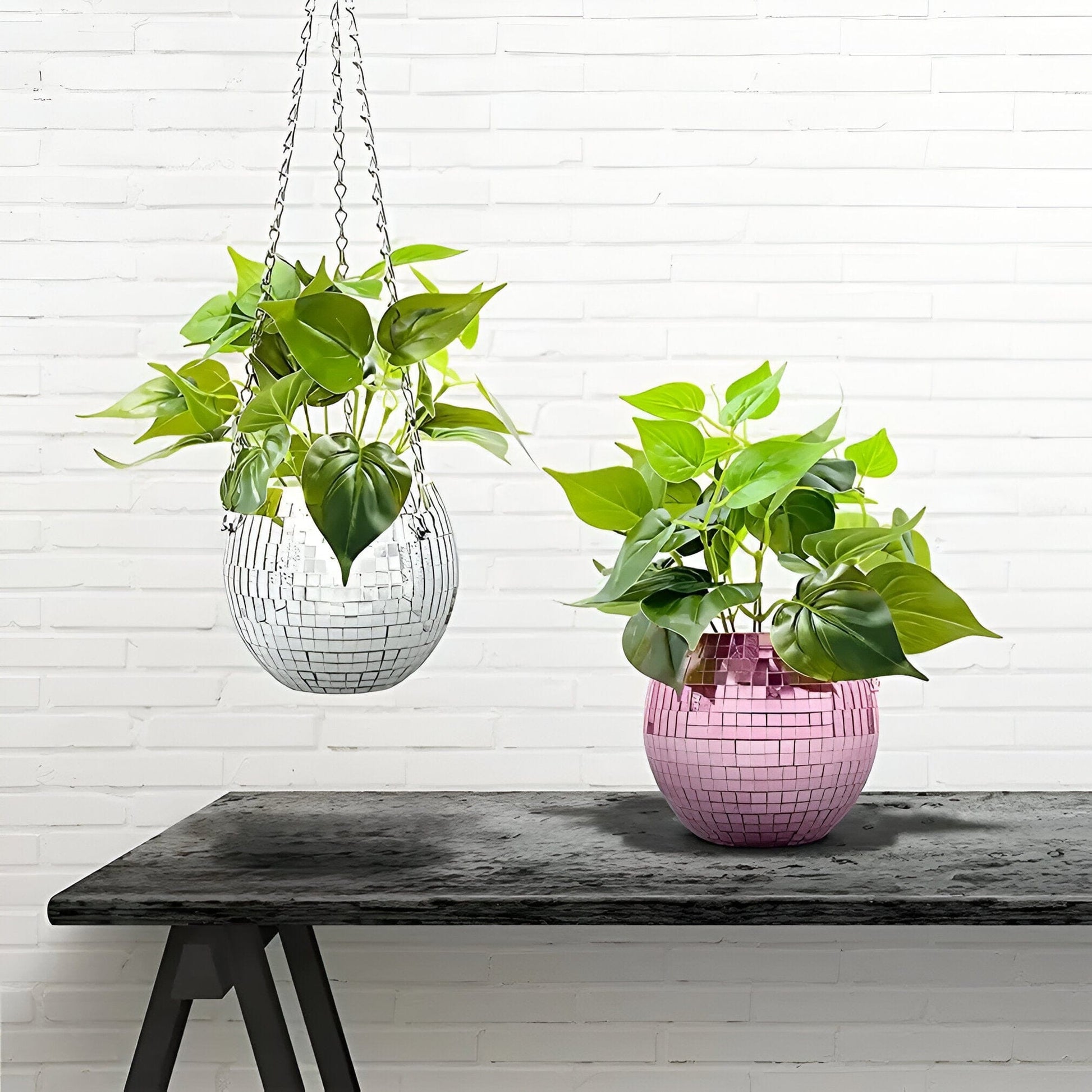 Rope Mirror Hanging Flower Pot