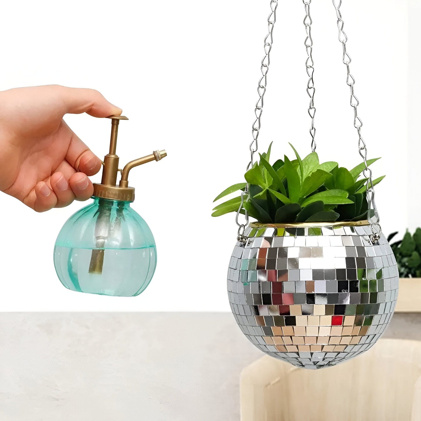 Rope Mirror Hanging Flower Pot