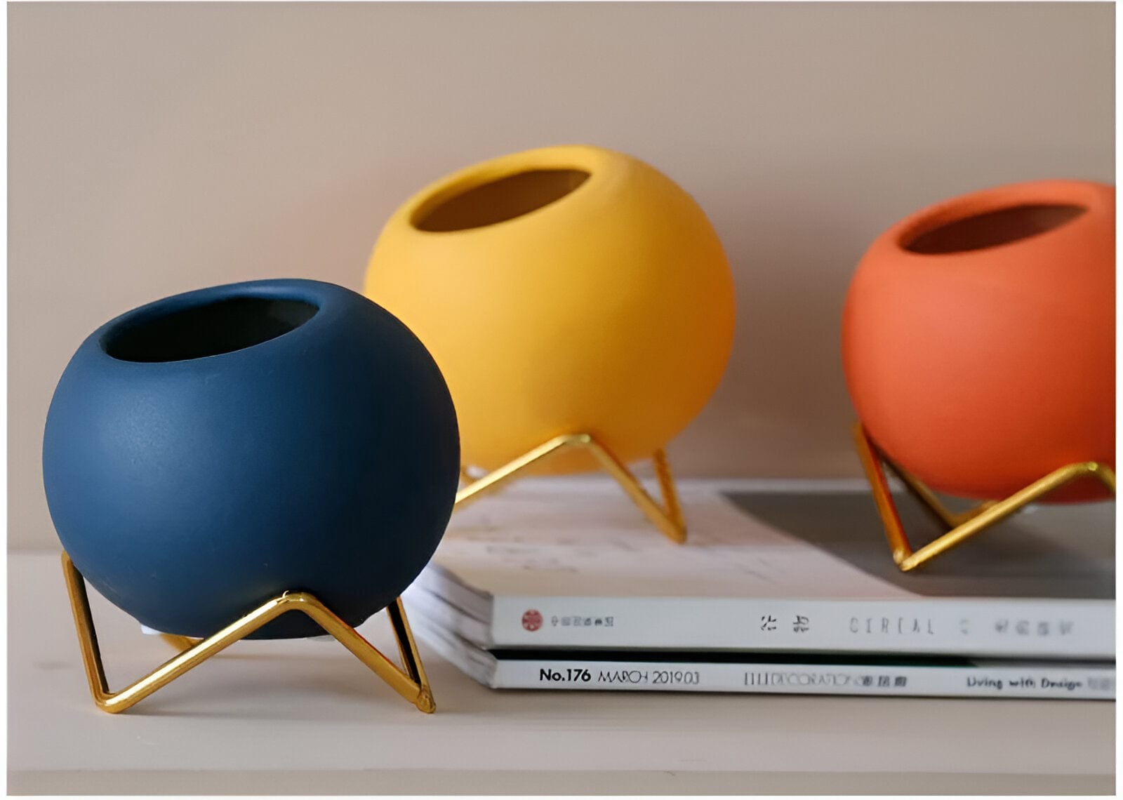  Abstract Colors Ceramic Planter Pots with Stand