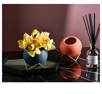  Abstract Colors Ceramic Planter Pots with Stand