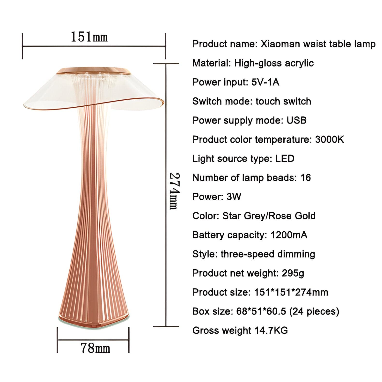 Table Lamp Touch Dimmable