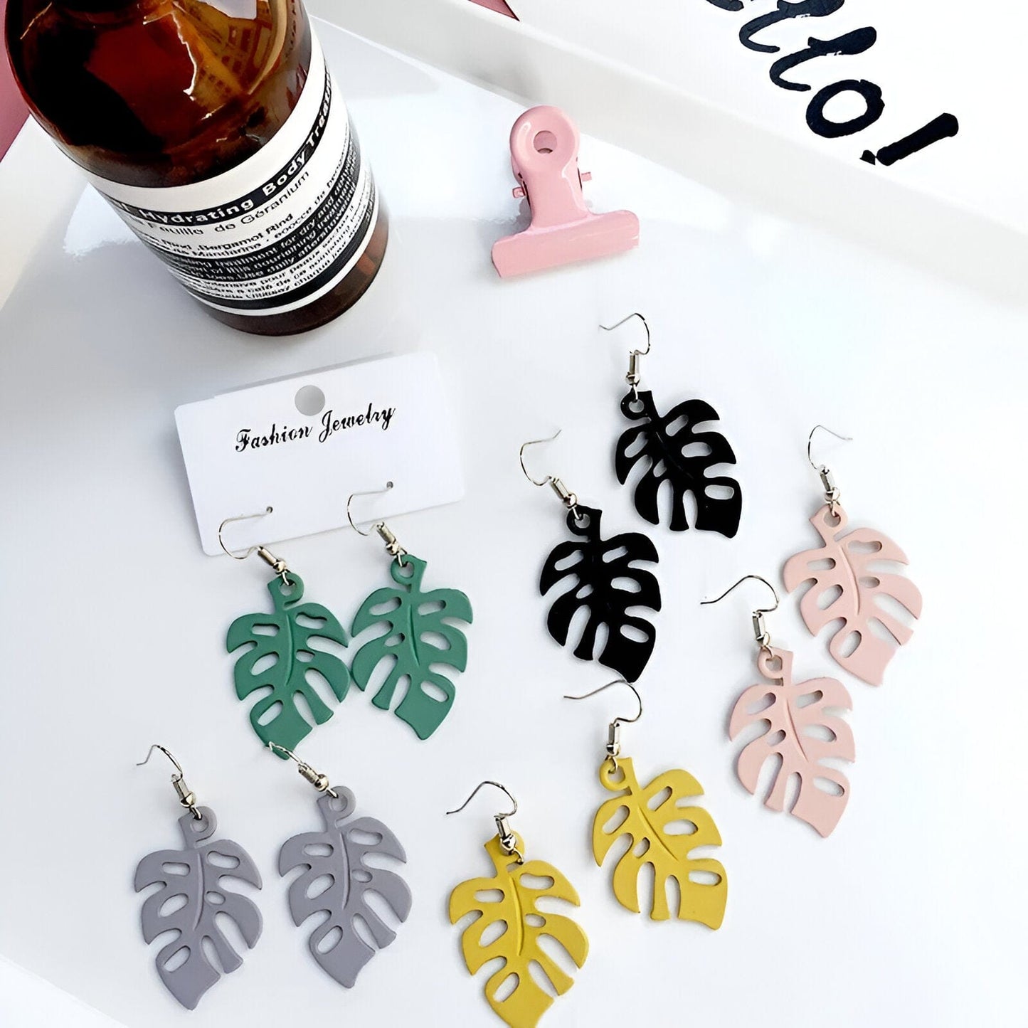 Monstera Leaf Drop Earrings