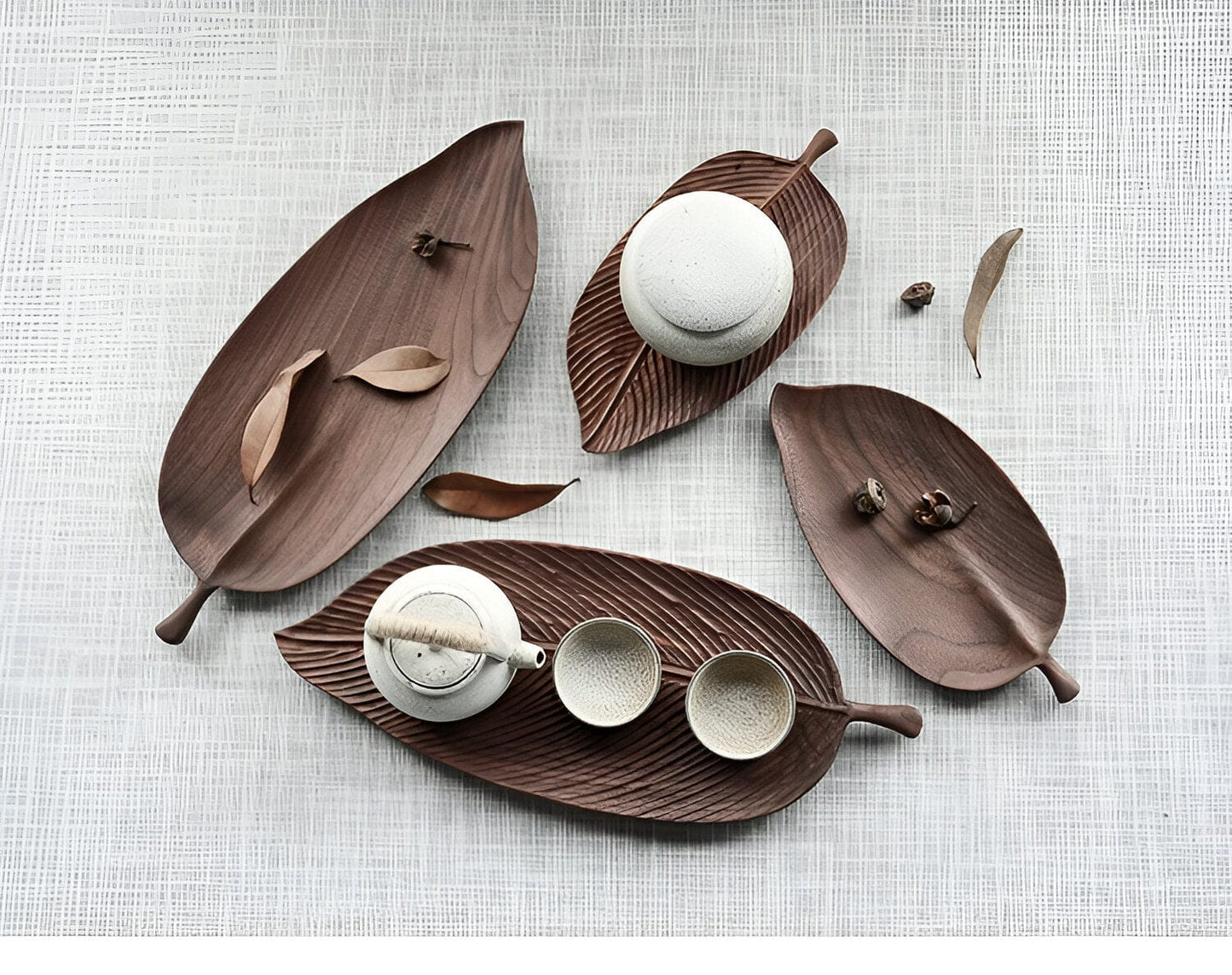 Wooden Leaf Serving Trays