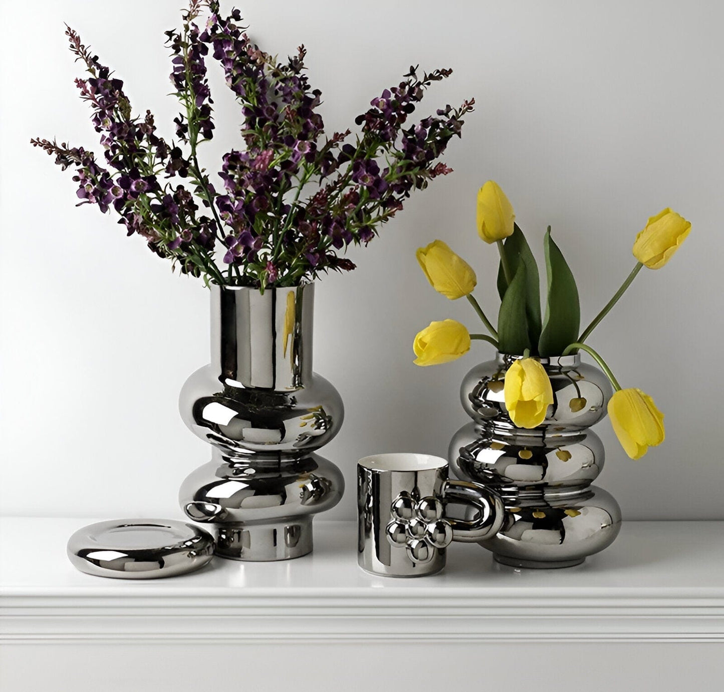 Ring Dance Plated Ceramic Vases