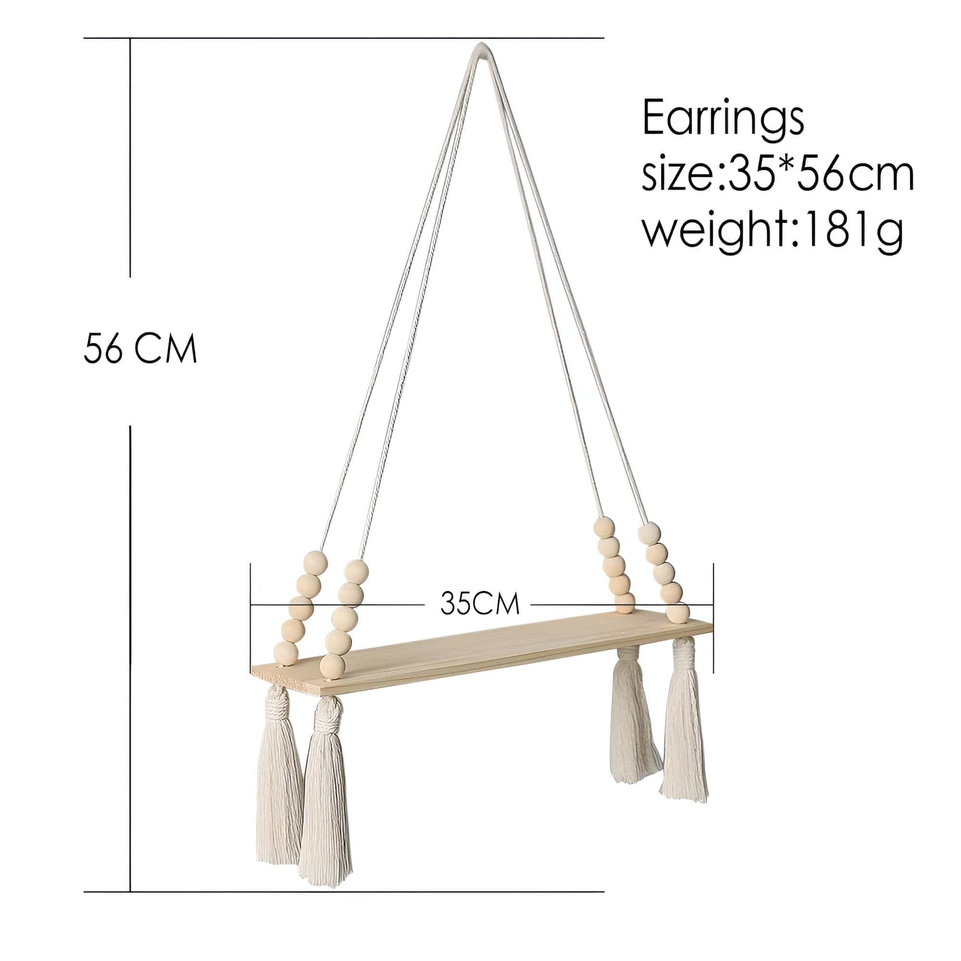 Handmade Macrame Rope Swing Wooden Shelf