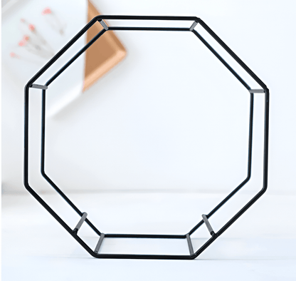 Geometric Ceramic Wall Planter with Octagonal Iron Frame