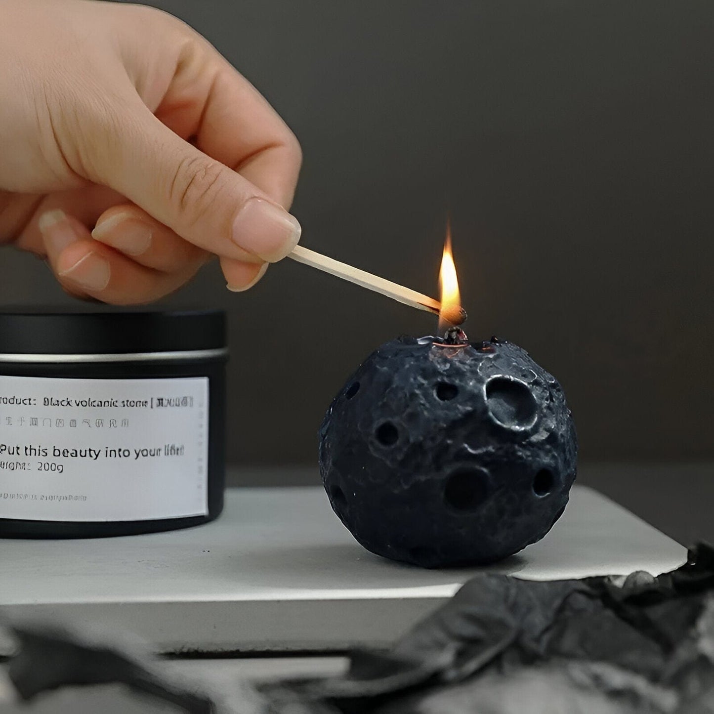 Geometry Moon Candle