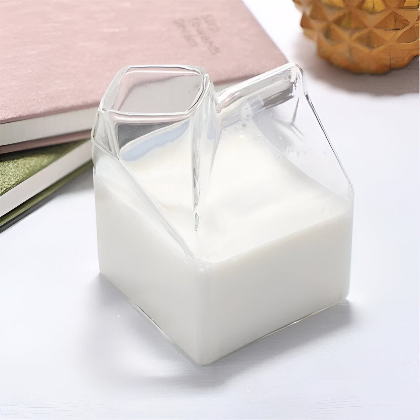 Mini Glass Milk Carton Cup