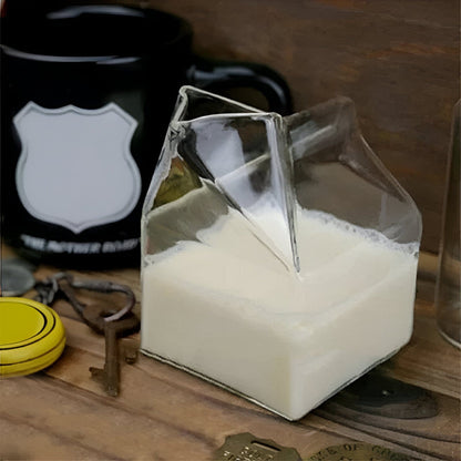 Mini Glass Milk Carton Cup