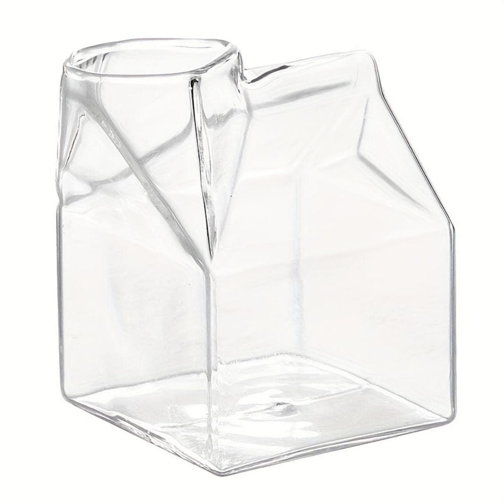 Mini Glass Milk Carton Cup