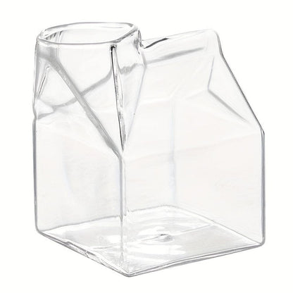 Mini Glass Milk Carton Cup