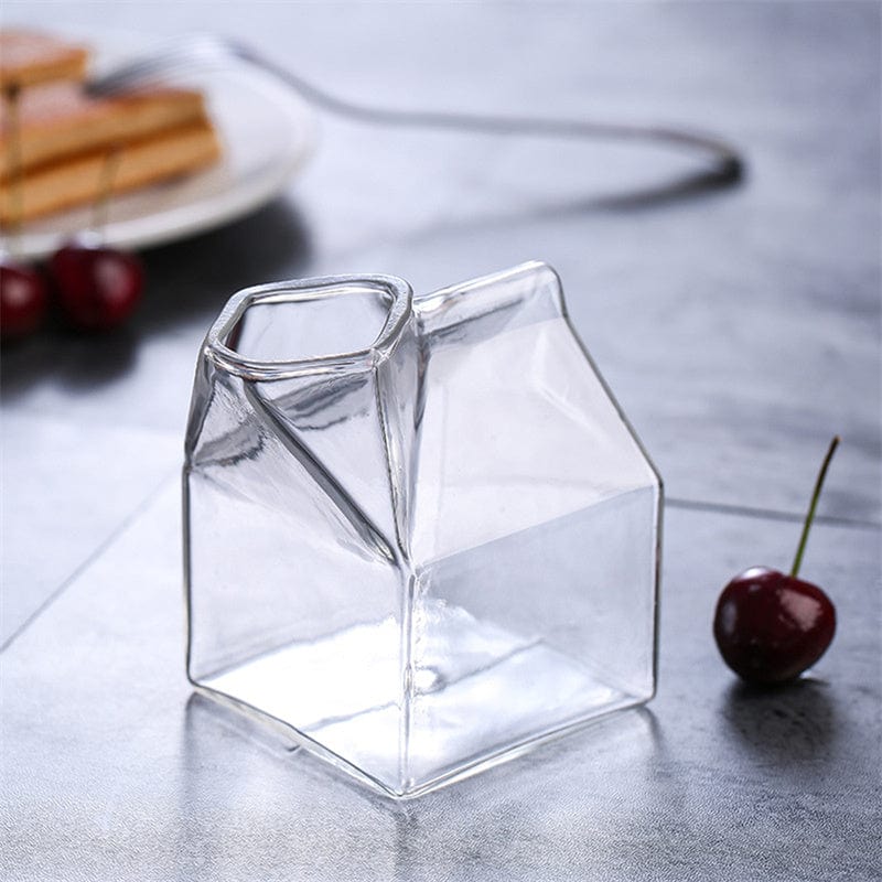 Mini Glass Milk Carton Cup