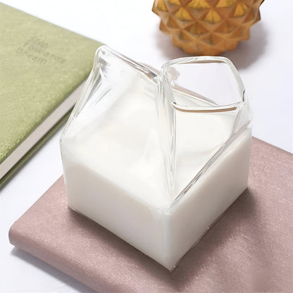 Mini Glass Milk Carton Cup