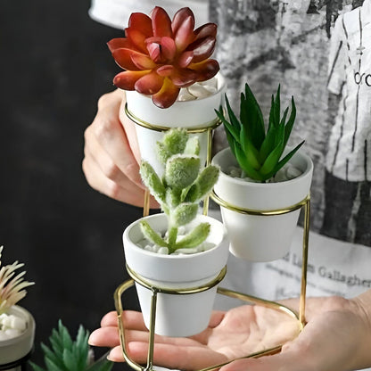  Tiered Ceramic Planters With Metal Stand