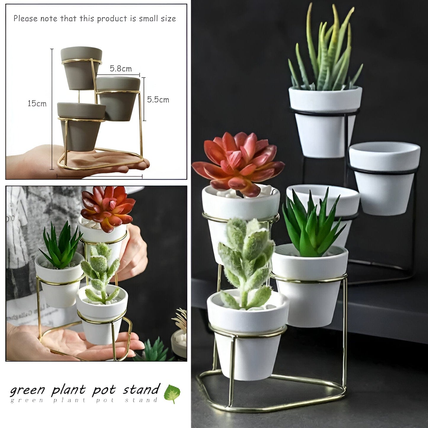  Tiered Ceramic Planters With Metal Stand