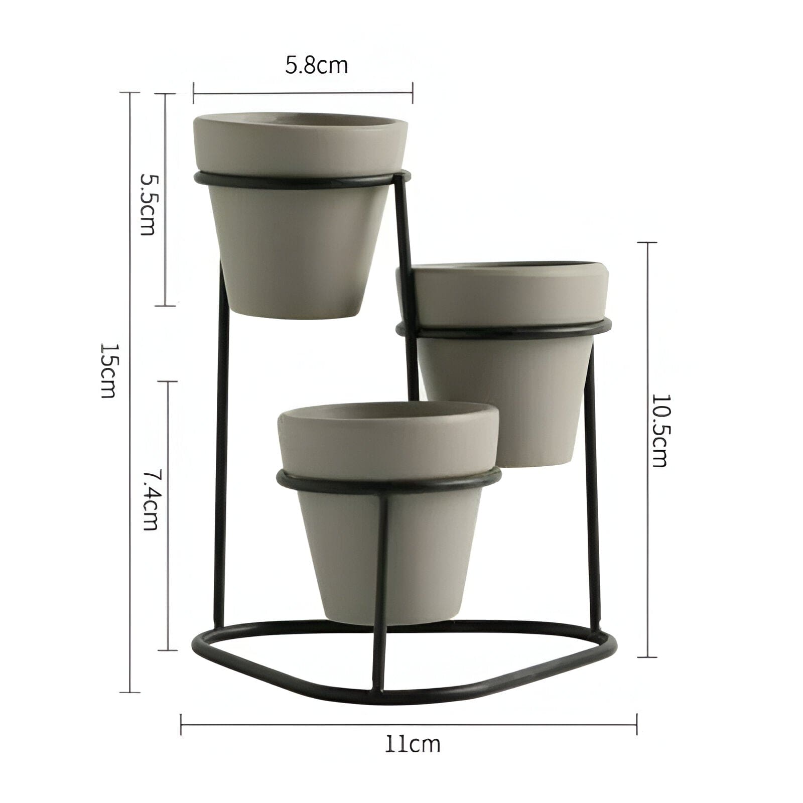  Tiered Ceramic Planters With Metal Stand