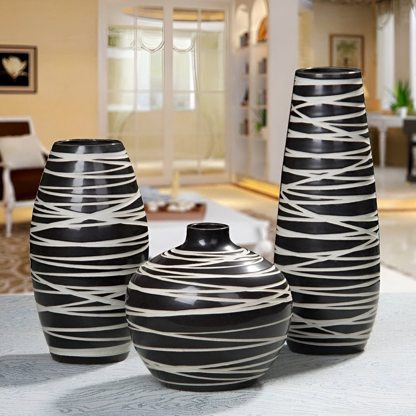 Abstract  Black and White Vases