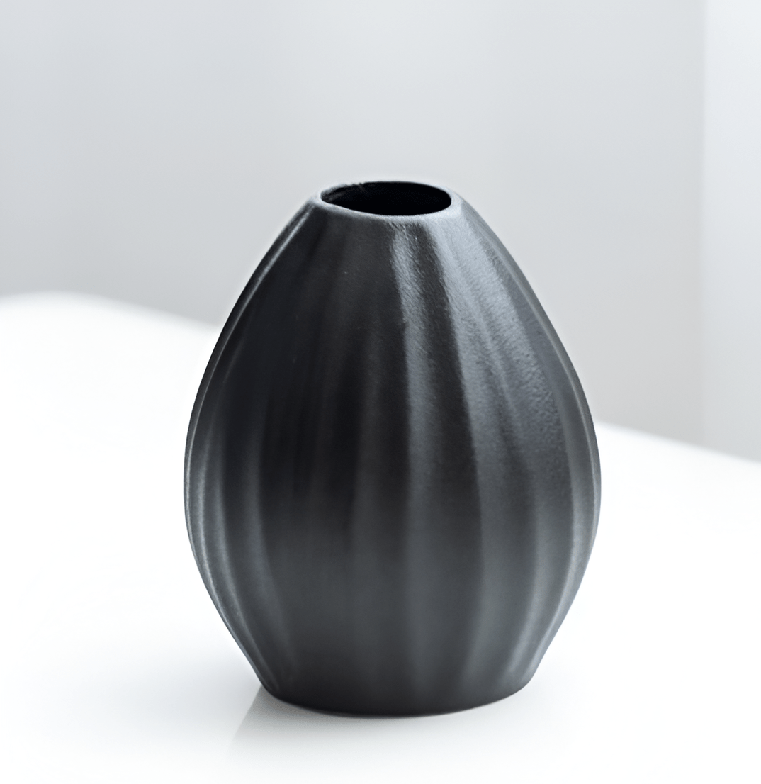 Black as Night Textured Ceramic Vases