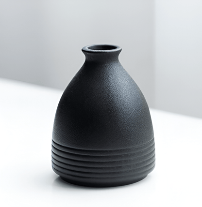 Black as Night Textured Ceramic Vases