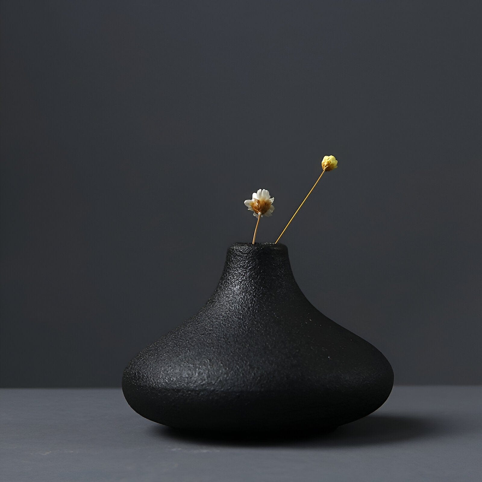 Black as Night Textured Ceramic Vases