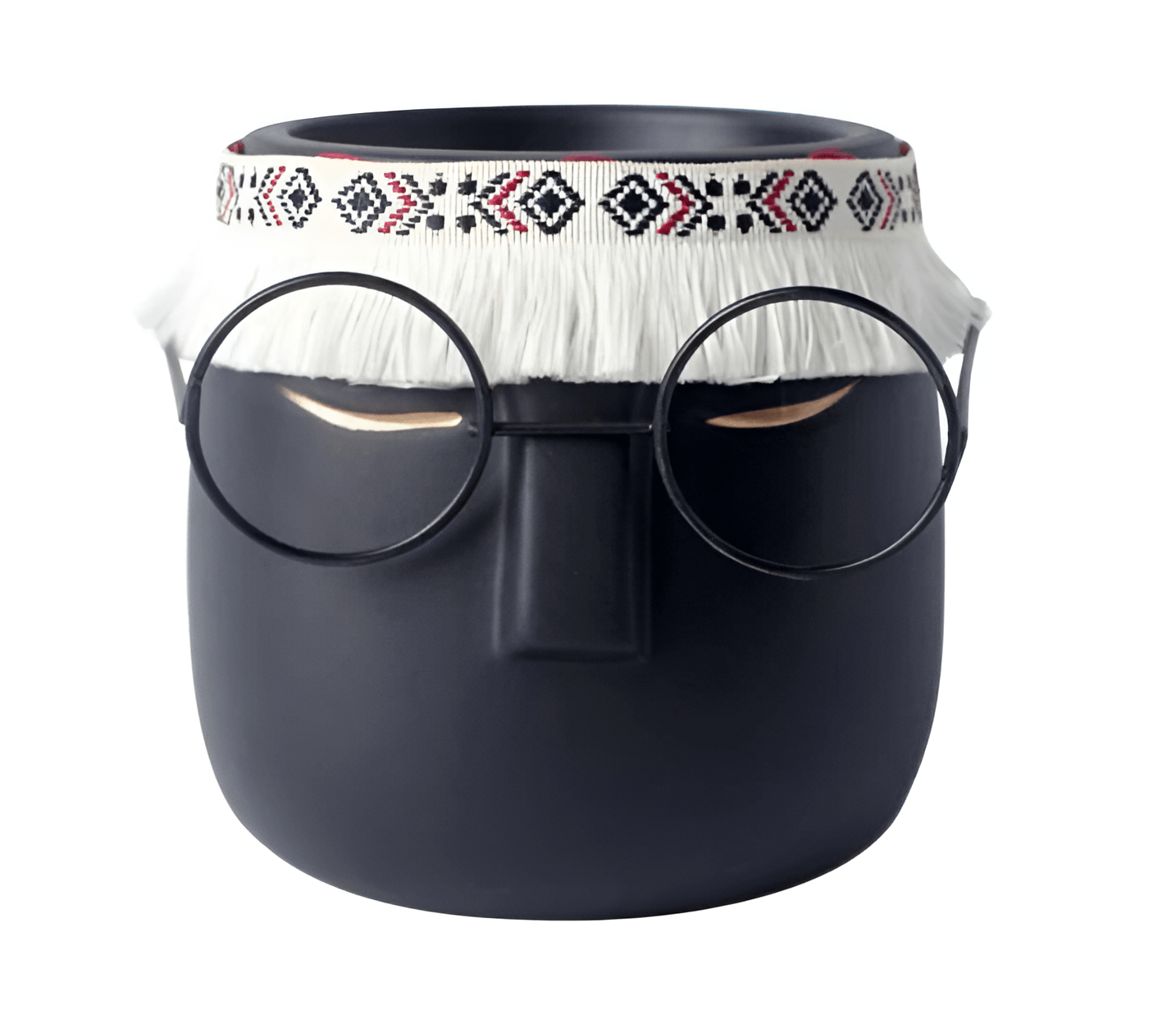 Ceramic Abstract Sleeping Face Planter with Headband and Glasses