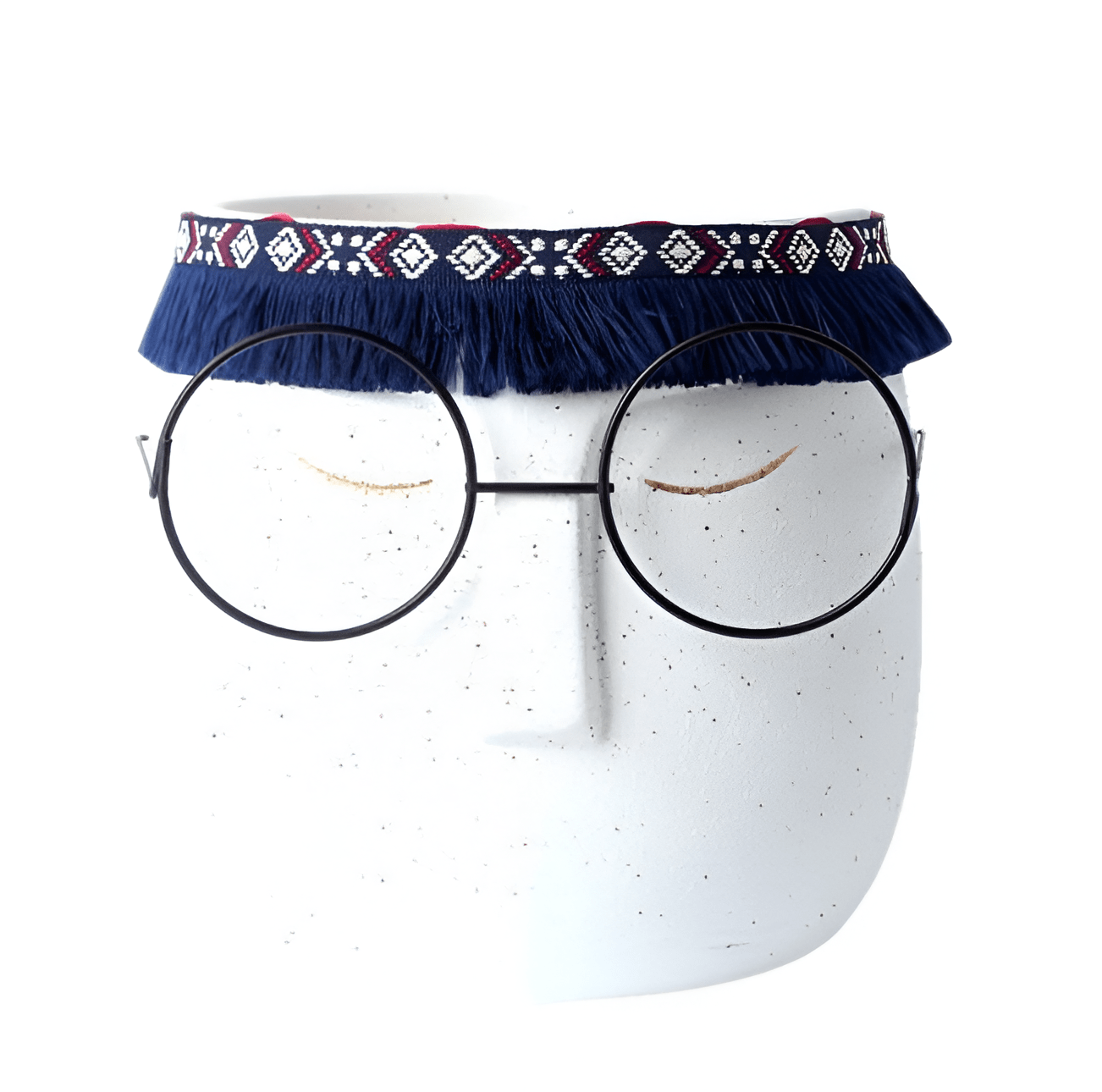 Ceramic Abstract Sleeping Face Planter with Headband and Glasses