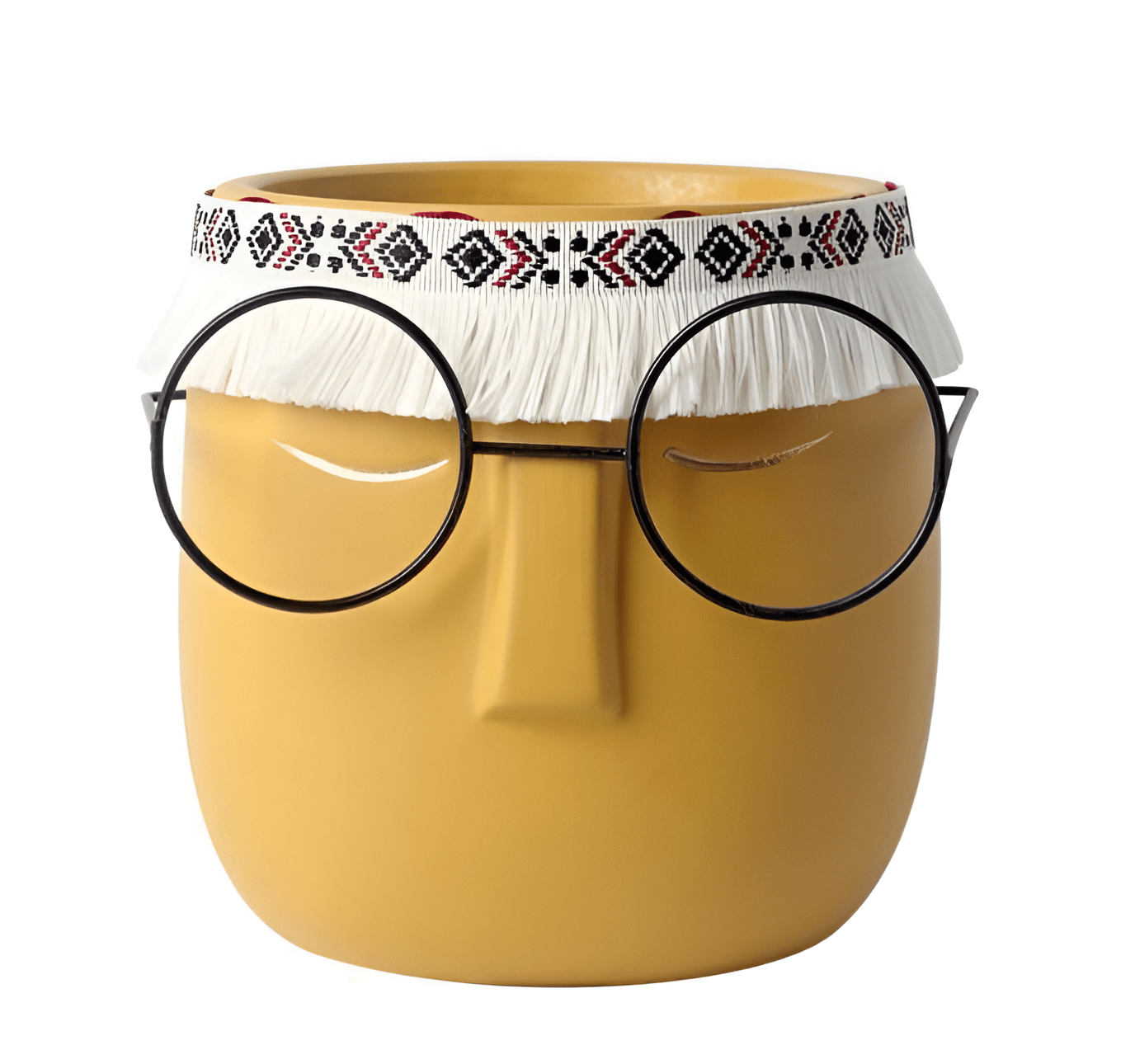 Ceramic Abstract Sleeping Face Planter with Headband and Glasses